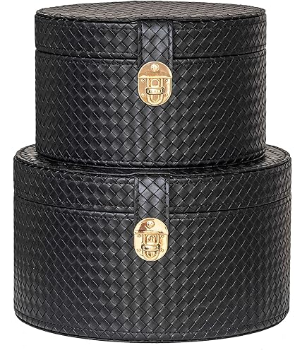 Amazon.com: MACKENZIE-CHILDS Black Faux-Leather Box, Jewelry Box